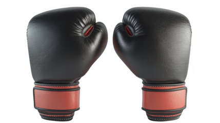 Black boxing gloves isolated transparent background