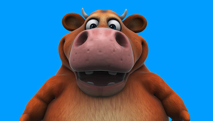 Naklejka premium Fun 3D cartoon cow saying hi