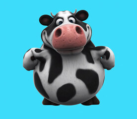 Fun 3D cartoon cow with thumbs up and down