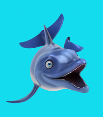 Fun 3D cartoon dolphin vertical illustration © Julien Tromeur