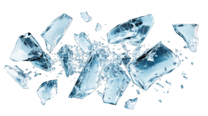 Shattered ice crystals transparent background