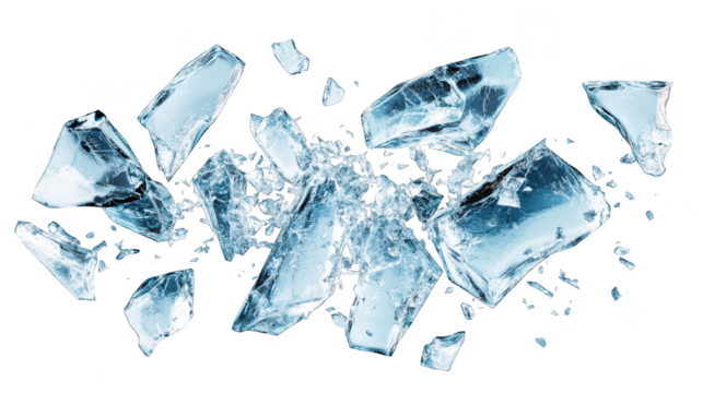Shattered ice crystals transparent background