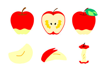 リンゴの可愛いアイコンセット＿線なし