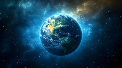 Obraz premium Earth in Space with Stars and Galaxies
