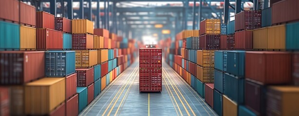 Fototapeta premium Cargo containers being scanned by AIdriven systems, ensuring security and efficiency in logistics