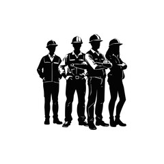 Engineers clipart vector collection, symbol, logos, icons isolated on transparent background. civil engineer team silhouette