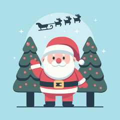 Jolly Santa Claus Cartoon Illustration with Candy Cane and Gift Bag