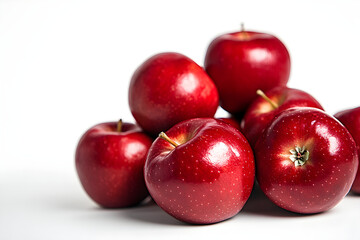 Pile of red apples on white background, vegetarian food