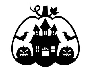 Halloween scene arranged in  a pumpkin shape, Halloween scene, Halloween vinyl decal 