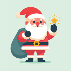 Jolly Santa Claus Cartoon Illustration with Candy Cane and Gift Bag