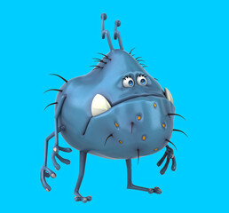 Fun 3D cartoon bacteria