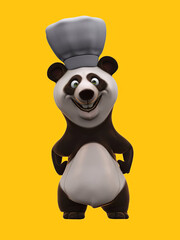 Fun 3D cartoon panda with thumbs up and down