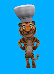 Fun 3D cartoon tiger with thumbs up and down