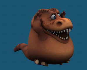 Fun 3D cartoon dinosaur doing fitness © Julien Tromeur