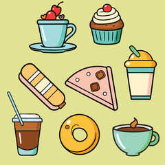 pattern with coffee and sweets