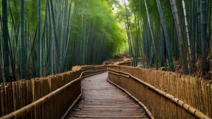 Fototapeta premium Trail leading through Chinese bamboo forest 
