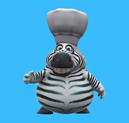Fun 3D cartoon zebra chef talking © Julien Tromeur