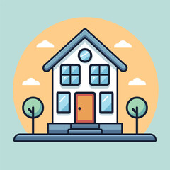 House building vector flat style illustration