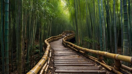 Fototapeta premium Trail leading through Chinese bamboo forest 