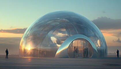 Futuristic Glass Dome Structure in a Desert Landscape