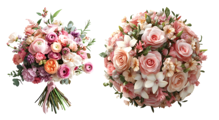 Pack of Bouquets for Floral Arrangements or Gift Giving set over Transparent Background
