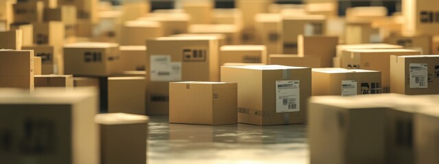  cardboard boxes stacked on each other, concept of delivery and marketing