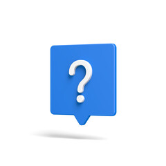 Speech balloon with question mark. Blue color. Bubble message. 3d illustration.