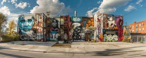 Fototapeta premium Urban art installation highlighting mental health awareness, 4K hyperrealistic photo