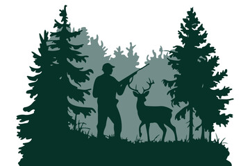 Hunter silhouette in vector clip art style