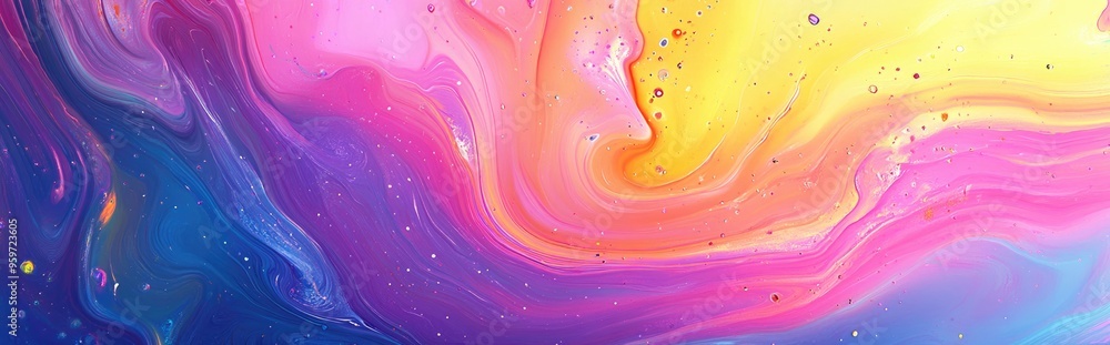 Poster fluid art in a 3d cartoon rendering abstract colorful background showcasing paint mixing modern art