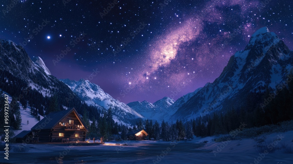 Aufkleber 3d cartoon rendering showcasing the milky way while exploring new outdoor destinations