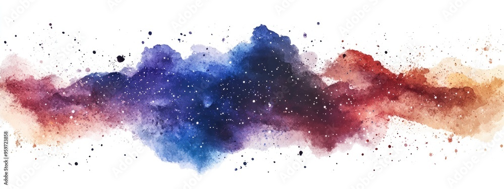 Aufkleber watercolor cosmos square on a white background in 3d cartoon rendering