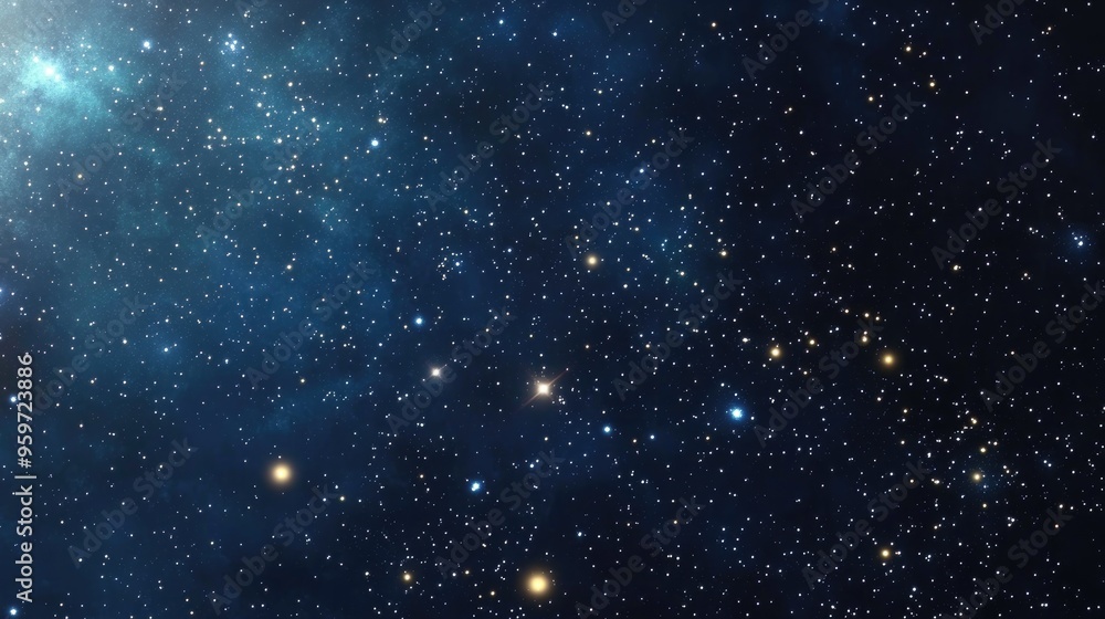 Poster cartoon style 3d rendering of a starry sky in space
