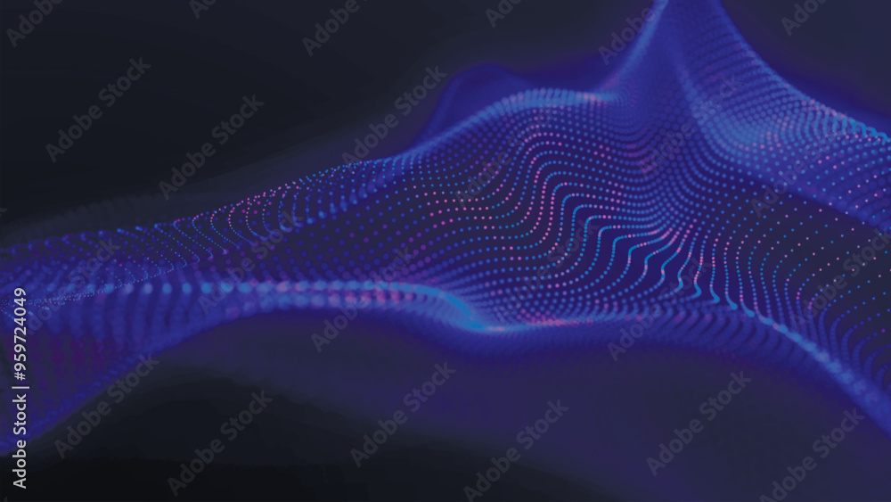 Poster futuristic particle wave. abstract technology background. big data visualization. vector illustratio