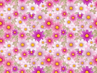 コスモスコスモスのシームレスパターン　A-4'