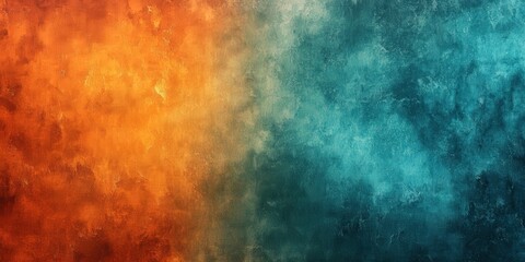 Obraz premium Abstract digital background featuring a rich textured gradient of vibrant orange blending into deep teal, creating a visually striking contrast perfect for contemporary design projects, modern art, an