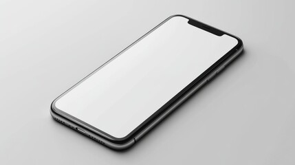 Smartphone with Blank Screen on White Background