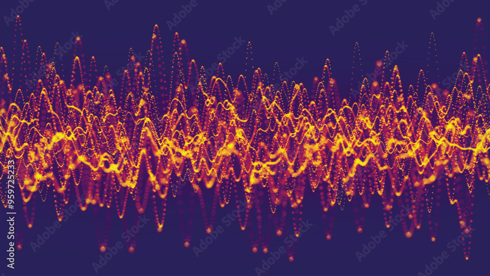 Poster futuristic particle wave. abstract technology background. big data visualization. equalizer wave. ve