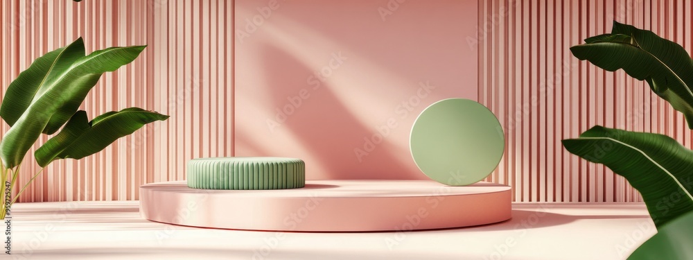 Aufkleber abstract geometric shapes for product display featuring minimal and modern design concepts with pink