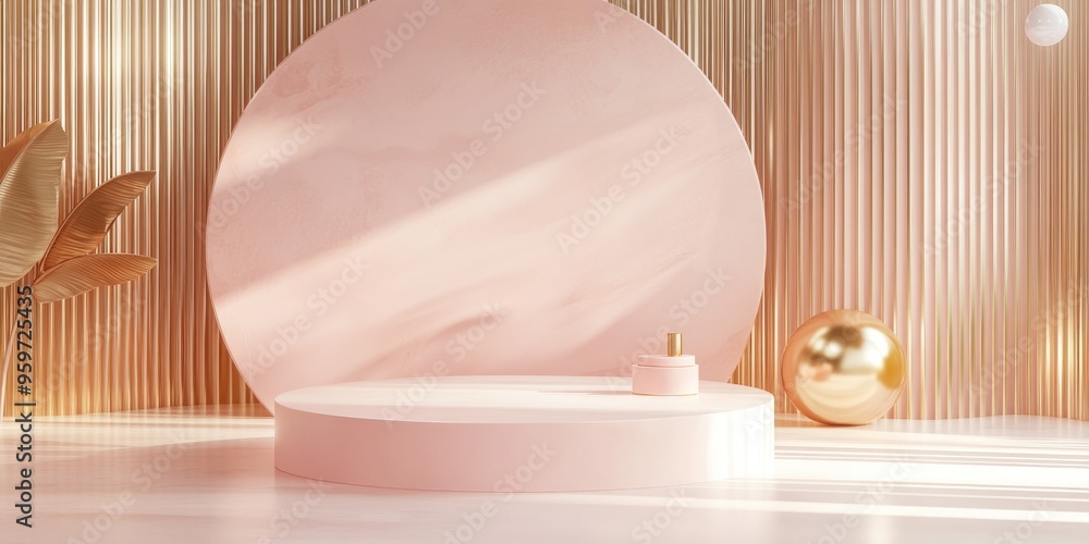 Poster Abstract geometric 3D podium background rendering mockup scene for cosmetic product display