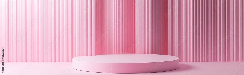 Aufkleber Abstract pink vertical geometric shape background with a minimalist podium mock up scene 3D rendering