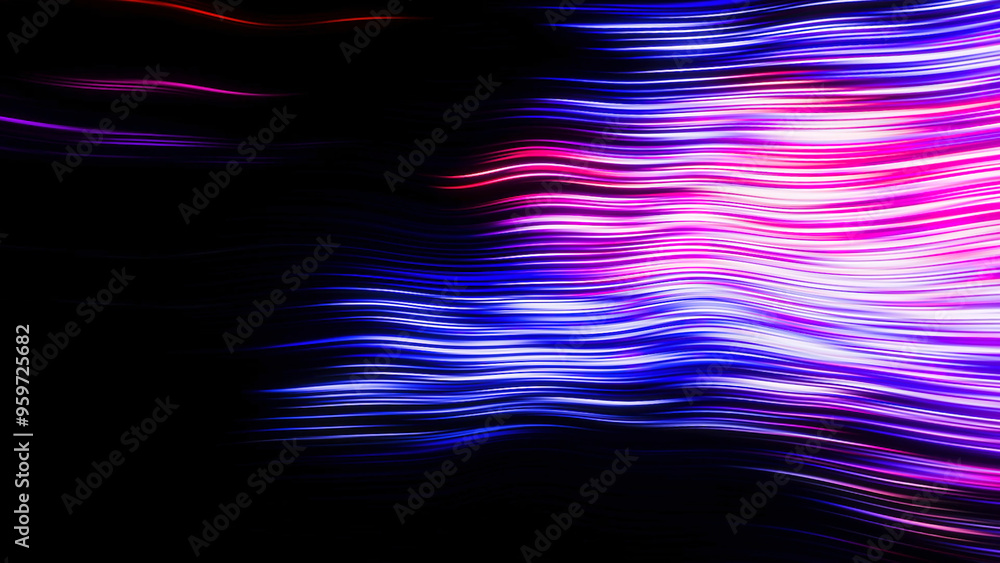 Poster vibrant abstract light trails flow elegantly against a dark background, adding depth and expression