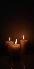Soft light from flickering candles illuminates tranquil scene, inviting calming ambiance. Expression of regret, eternal memory and mourning. Religious ritual cult. Moments of reflection serenity. AI