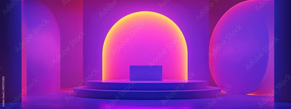 Aufkleber Minimalist abstract scene featuring a podium Background designed for cosmetic product display Mock up ideal for showcasing beauty products Includes elements like a stage pedestal or platform 3D re