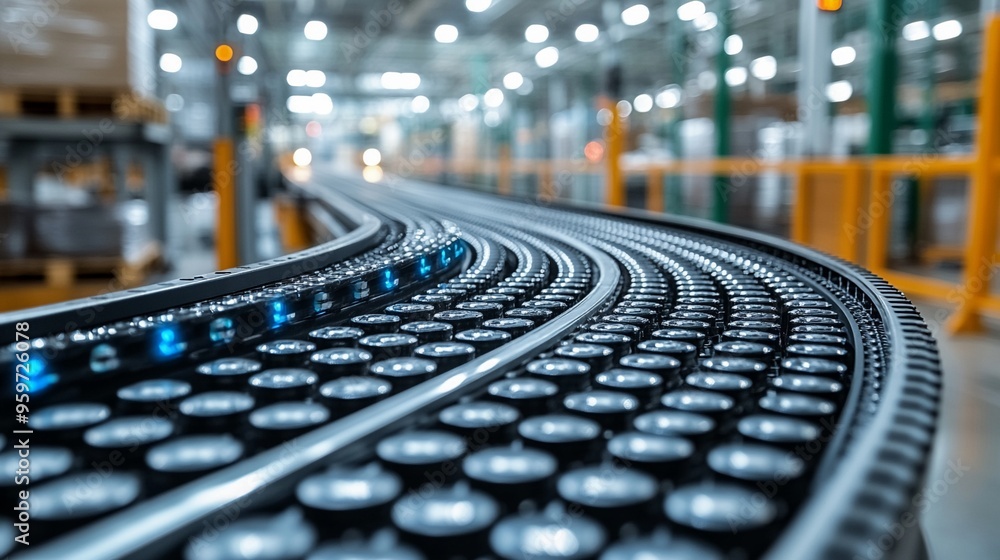 Poster conveyor belt system: sleek, modern, and efficient, this image showcases a powerful conveyor belt sy