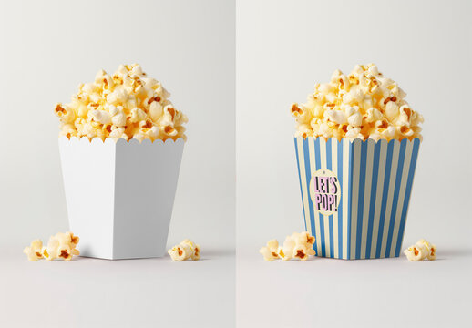 Food Product Packaging Popcorn Box Mockup With Generative AI