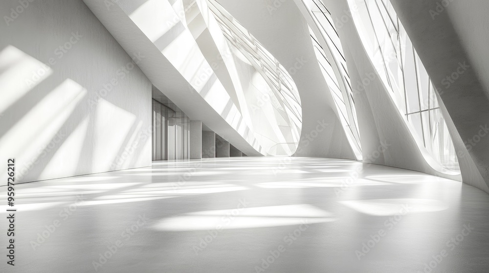 Poster abstract modern architectural background featuring a spacious empty interior 3d rendering
