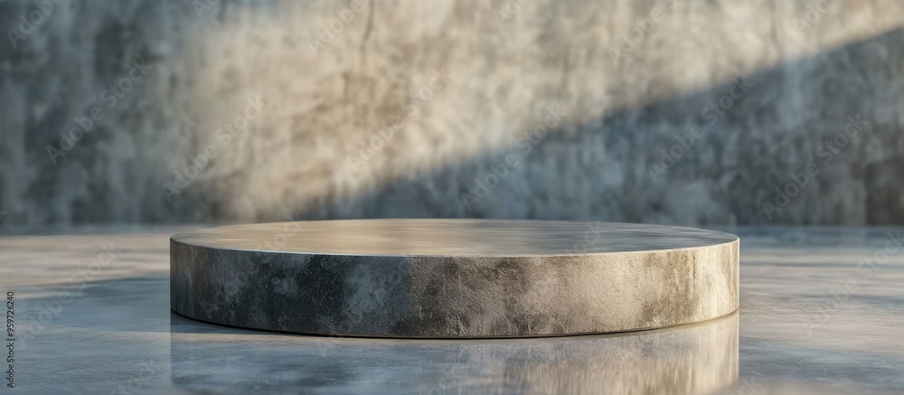 Poster Stone award pedestal with reflection isolated 3D object rendering