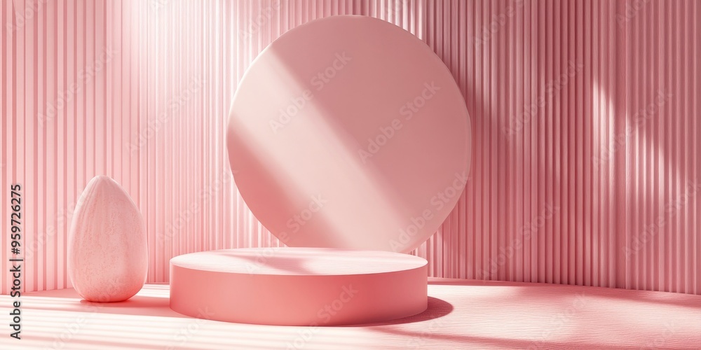 Aufkleber abstract 3d rendering of a podium for showcasing cosmetics and perfumes pre designed scene with geom