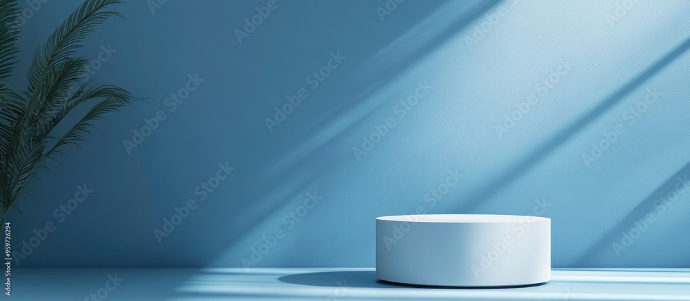 Poster Blue podium background for product display Minimalist design 3D rendering